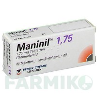 МАНІНІЛ (MANINIL) 1,75 таблетки 30 шт - Глібенкламід BERLIN-CHEMIE