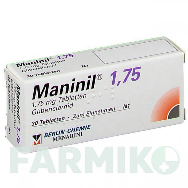 МАНІНІЛ (MANINIL) 1,75 таблетки 30 шт - Глібенкламід BERLIN-CHEMIE