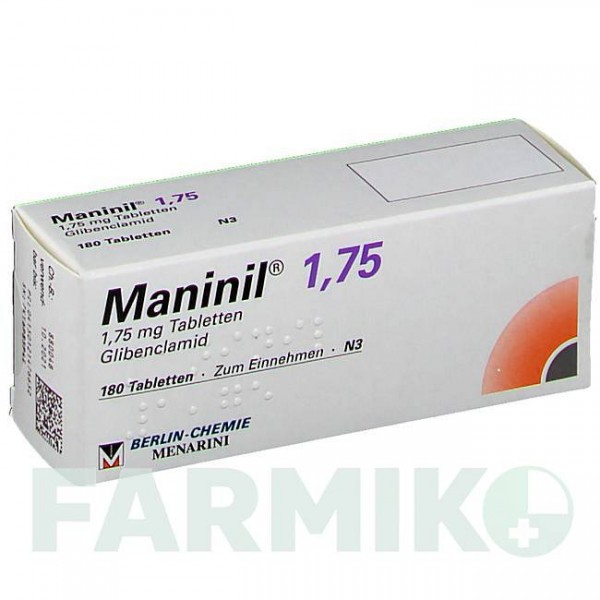 МАНІНІЛ (MANINIL) 1,75 таблетки 180 шт - Глібенкламід BERLIN-CHEMIE