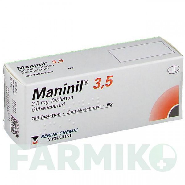 МАНІНІЛ (MANINIL) 3,5 таблетки 180 шт - Глібенкламід BERLIN-CHEMIE