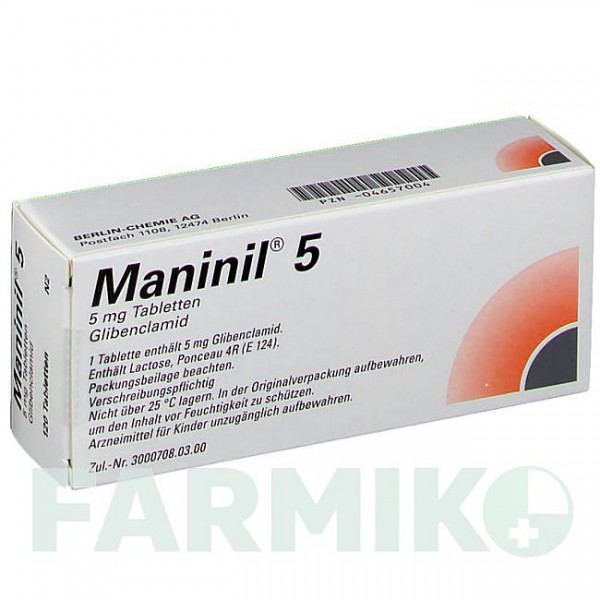 МАНИНИЛ (MANINIL) 5 таблетки 120 шт - Глибенкламид BERLIN-CHEMIE