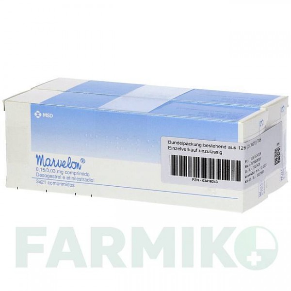МАРВЕЛОН (MARVELON) таблетки 6x21 шт - Дезогестрел, Етинілестрадіол ACA MULLER-ADAG PHARMA