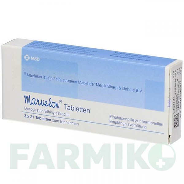 МАРВЕЛОН (MARVELON) таблетки 3x21 шт - Дезогестрел, Этинилэстрадиол KOHLPHARMA