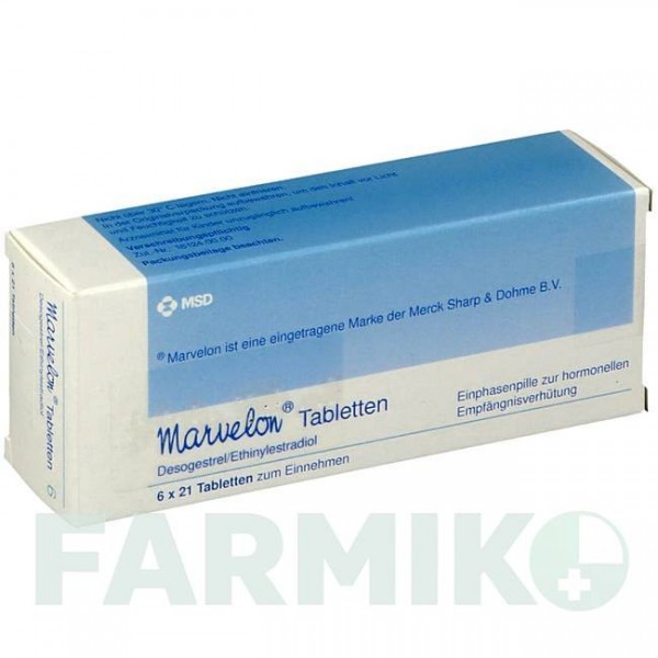 МАРВЕЛОН (MARVELON) таблетки 6x21 шт - Дезогестрел, Етинілестрадіол KOHLPHARMA
