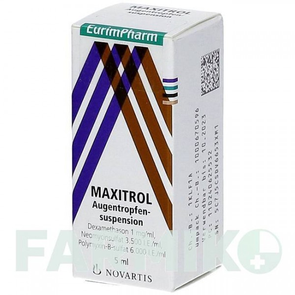 МАКСИТРОЛ (MAXITROL) краплі 5 мл - Дексаметазон, Неоміцин, Поліміксин B EURIMPHARM