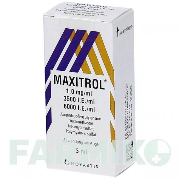 МАКСИТРОЛ (MAXITROL) краплі 5 мл - Дексаметазон, Неоміцин, Поліміксин B ORIFARM