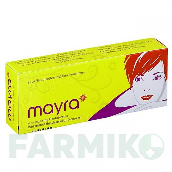 МАЙРА (MAYRA) 0,03 мг/2 мг таблетки 3x21 шт - Диеногест, Этинилэстрадиол MEDA PHARMA