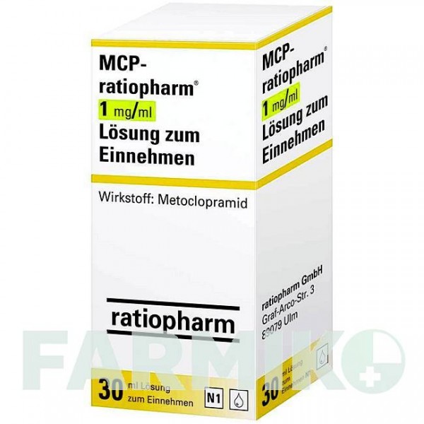 МСР (MCP) 1 мг/мл розчин 30 мл - Метоклопрамід RATIOPHARM