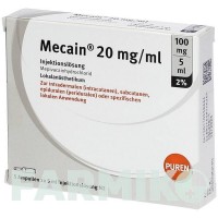 МЕКАЇН (MECAIN) 2% 20 мг/мл 100 мг/5 мл розчин 5x5 мл - Мепівакаїн PUREN PHARMA