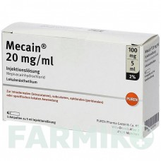 МЕКАИН (MECAIN) 2% 20 мг/мл 100 мг/5 мл раствор 5x5 мл - Мепивакаин PUREN PHARMA