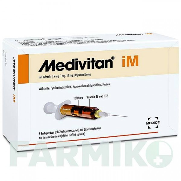 МЕДИВИТАН (MEDIVITAN) шприци 8 шт - Витамин B12 (Гидроксокобаламин), Другое MEDICE PUTTER