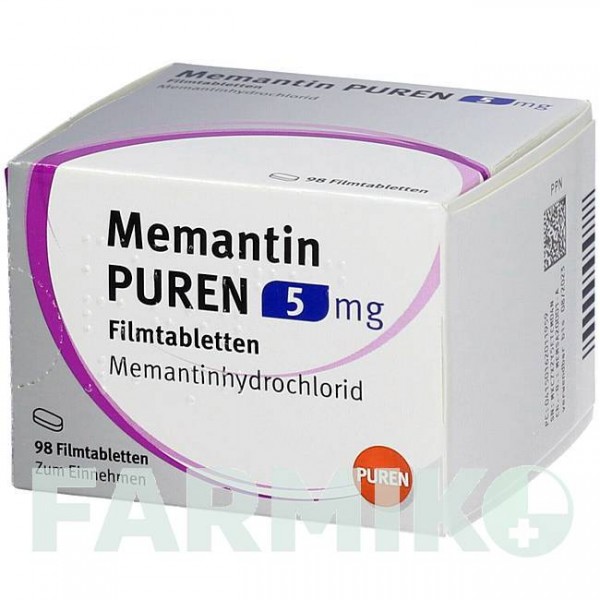 МЕМАНТИН (MEMANTIN) 5 мг таблетки 98 шт - Мемантин PUREN PHARMA