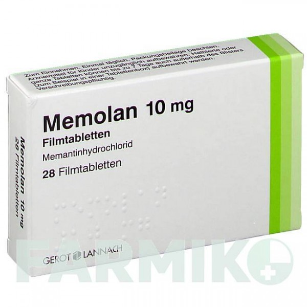 МЕМОЛАН (MEMOLAN) 10 мг таблетки 28 шт - Мемантин G.L.PHARMA