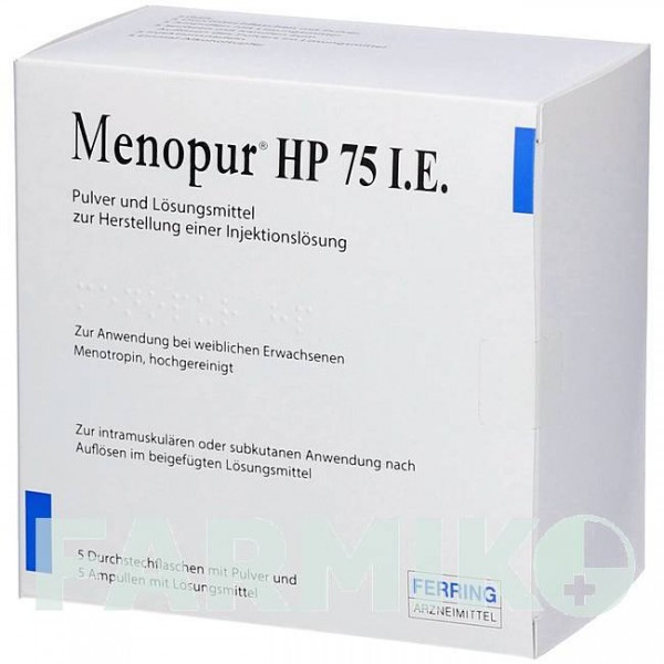 МЕНОПУР (MENOPUR) 75 МЕ порошок 5 шт - Менопаузный гонадотропин ORIFARM