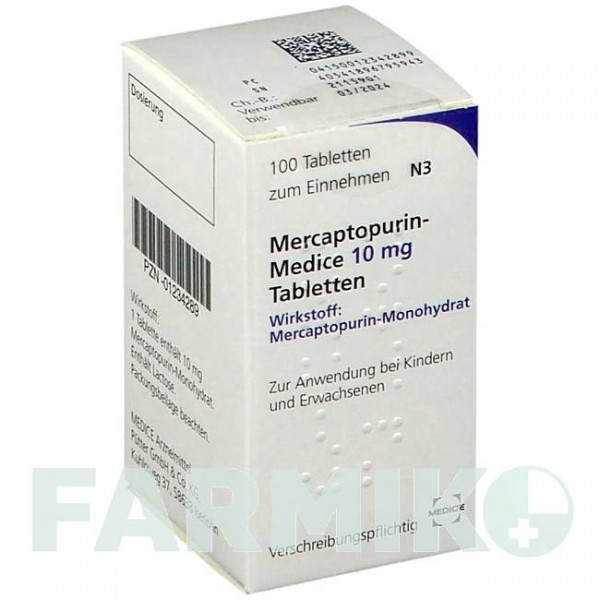 МЕРКАПТОПУРИН (MERCAPTOPURIN) 10 мг таблетки 100 шт - Меркаптопурин MEDICE PUTTER