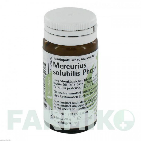 МЕРКУРИУС СОЛЮБИЛИС (MERCURIUS SOLUBILIS) глобули 20 г - Гомеопатия PHONIX LABORATORIUM