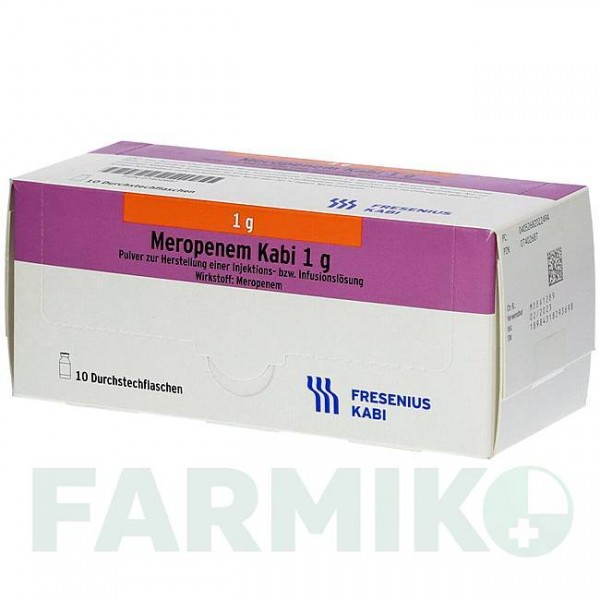 МЕРОПЕНЕМ (MEROPENEM) 1 г порошок 10x20 мл - Меропенем FRESENIUS
