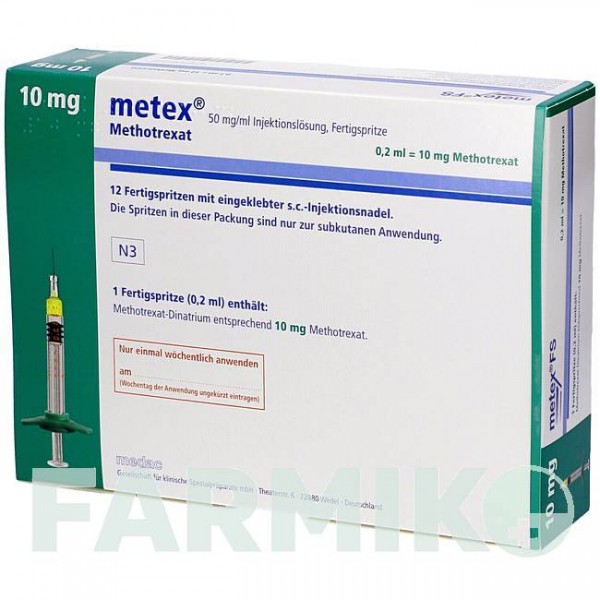 МЕТЕКС (METEX) 10 мг ( 50 мг/мл ) раствор 12 шт - Метотрексат MEDAC