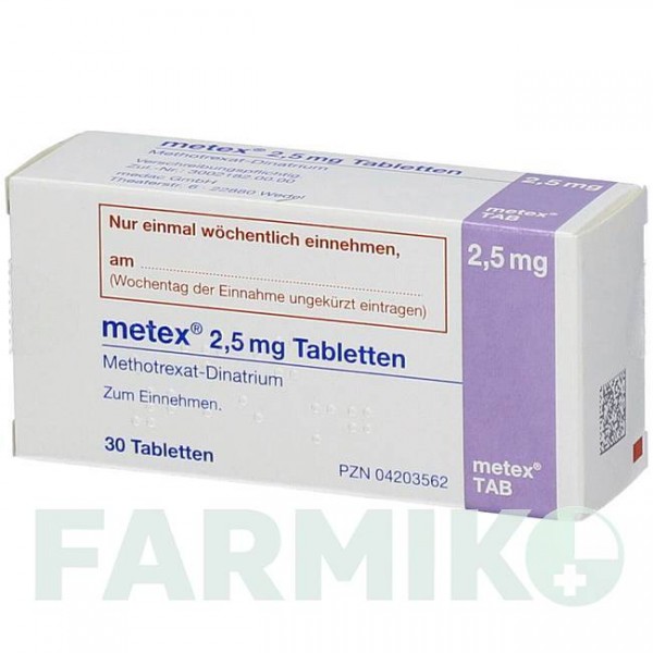 МЕТЕКС (METEX) 2,5 мг таблетки 30 шт - Метотрексат MEDAC