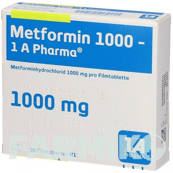 МЕТФОРМИН (METFORMIN) 1000 таблетки 30 шт - Метформин 1 A PHARMA