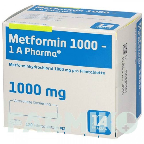 МЕТФОРМИН (METFORMIN) 1000 таблетки 120 шт - Метформин 1 A PHARMA