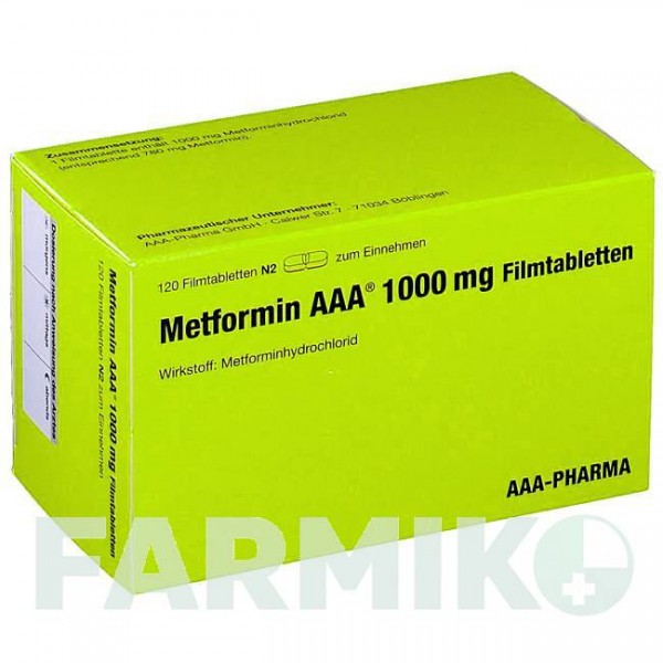 МЕТФОРМИН (METFORMIN) 1000 мг таблетки 120 шт - Метформин AAA - PHARMA