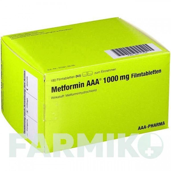МЕТФОРМИН (METFORMIN) 1000 мг таблетки 180 шт - Метформин AAA - PHARMA