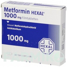 МЕТФОРМИН (METFORMIN) 1000 мг таблетки 30 шт - Метформин HEXAL