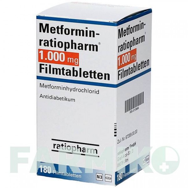 МЕТФОРМИН (METFORMIN) 1000 мг таблетки 180 шт - Метформин RATIOPHARM
