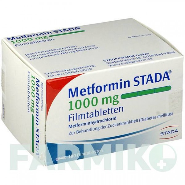 МЕТФОРМИН (METFORMIN) 1000 мг таблетки 180 шт - Метформин STADAPHARM