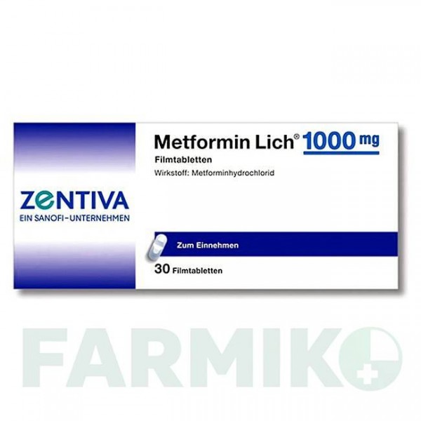 МЕТФОРМИН (METFORMIN) 1000 мг таблетки 30 шт - Метформин ZENTIVA
