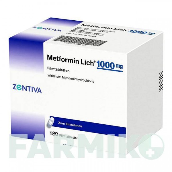 МЕТФОРМИН (METFORMIN) 1000 мг таблетки 180 шт - Метформин ZENTIVA