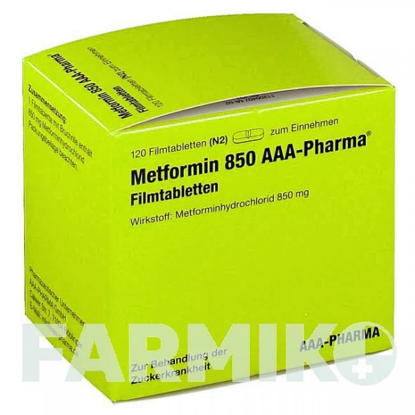 МЕТФОРМИН (METFORMIN) 850 мг таблетки 120 шт - Метформин AAA - PHARMA