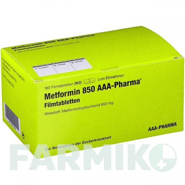 МЕТФОРМИН (METFORMIN) 850 мг таблетки 180 шт - Метформин AAA - PHARMA