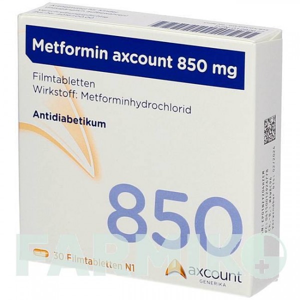 МЕТФОРМІН (METFORMIN) 850 мг таблетки 30 шт - Метформін AXCOUNT GENERIKA