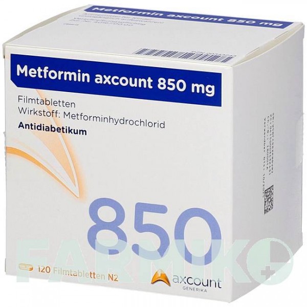 МЕТФОРМИН (METFORMIN) 850 мг таблетки 120 шт - Метформин AXCOUNT GENERIKA