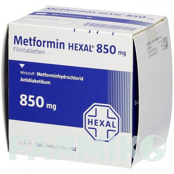 МЕТФОРМІН (METFORMIN) 850 мг таблетки 120 шт - Метформін HEXAL