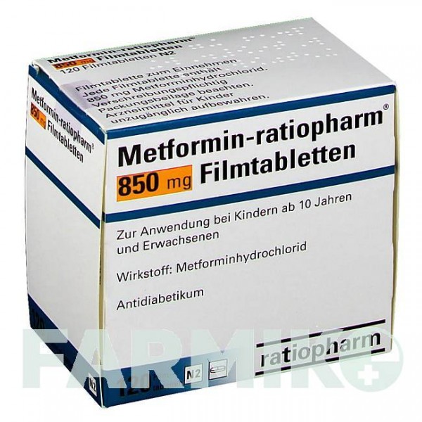 МЕТФОРМИН (METFORMIN) 850 мг таблетки 120 шт - Метформин RATIOPHARM