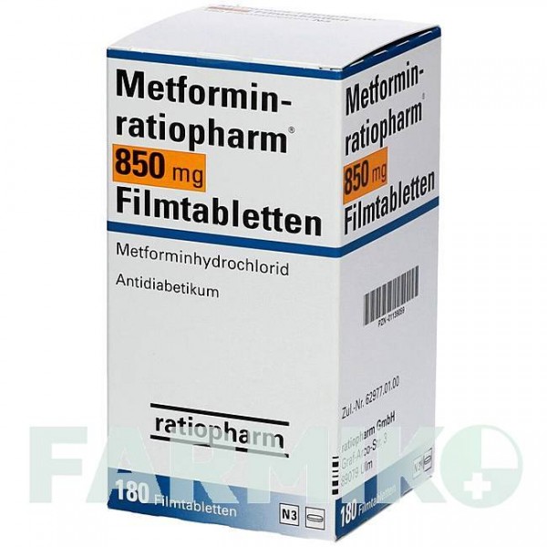 МЕТФОРМИН (METFORMIN) 850 мг таблетки 180 шт - Метформин RATIOPHARM