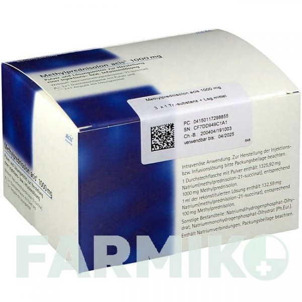 МЕТИЛПРЕДНИЗОЛОН (METHYLPREDNISOLON) 1000 мг порошок 1 шт - Метилпреднизолон ACIS