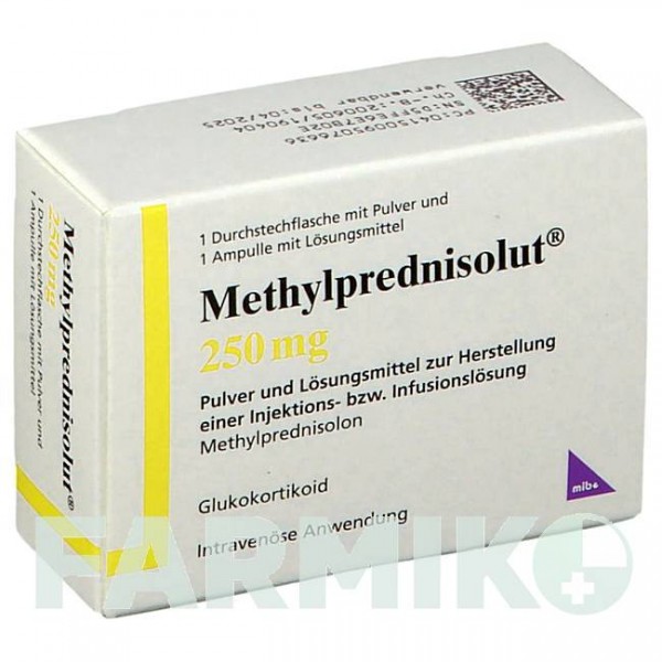 МЕТИЛПРЕДНІЗОЛЮТ (METHYLPREDNISOLUT) 250 мг порошок 5 шт - Метилпреднізолон MIBE