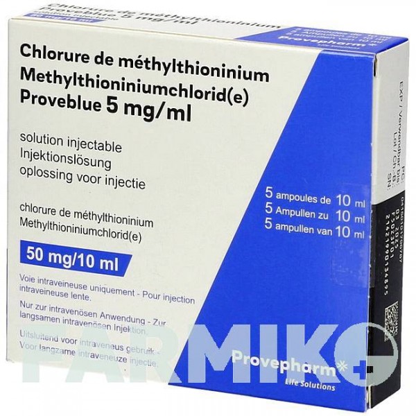 МЕТИЛТІОНІНІУМХЛОРИД (METHYLTHIONINIUMCHLORID) 5 мг/мл ампули 5x10 мл - Метилтіонінію хлорид DR.F.KOHLER CHEMIE