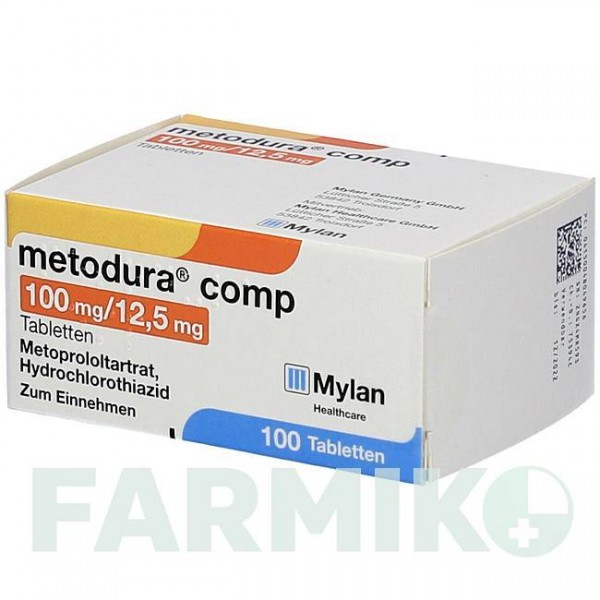 МЕТОДУРА (METODURA) таблетки 100 шт - Метопролол, Гідрохлоротіазид VIATRIS