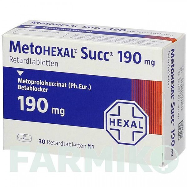 МЕТОГЕКСАЛ (METOHEXAL) 190 мг таблетки 30 шт - Метопролол HEXAL