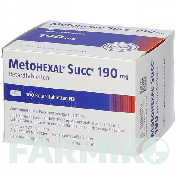 МЕТОГЕКСАЛ (METOHEXAL) 190 мг таблетки 100 шт - Метопролол HEXAL