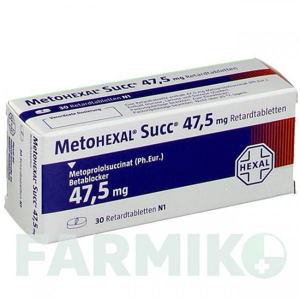 МЕТОГЕКСАЛ (METOHEXAL) 47,5 мг таблетки 30 шт - Метопролол HEXAL
