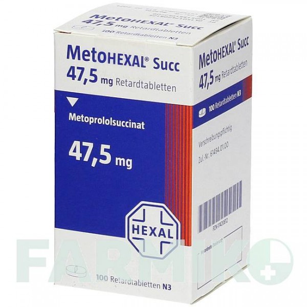 МЕТОГЕКСАЛ (METOHEXAL) 47,5 мг таблетки 100 шт - Метопролол HEXAL