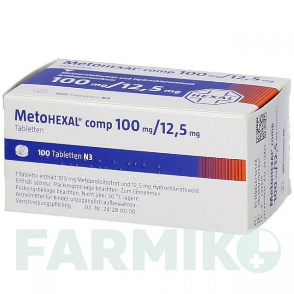 МЕТОГЕКСАЛ (METOHEXAL) таблетки 100 шт - Метопролол, Гидрохлоротиазид HEXAL