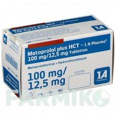 МЕТОПРОЛОЛ (METOPROLOL) 100 мг/12,5 мг таблетки 30 шт - Метопролол, Гідрохлоротіазид 1 A PHARMA
