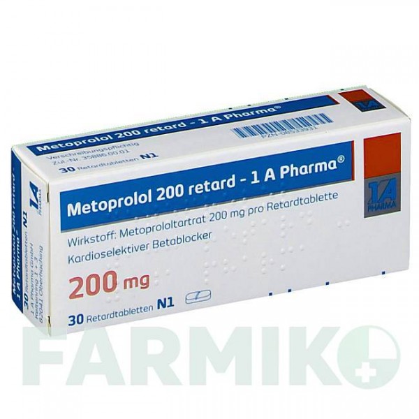 МЕТОПРОЛОЛ (METOPROLOL) 200 таблетки 30 шт - Метопролол 1 A PHARMA